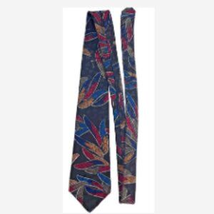 EF Enzo Felini Men's Tie All Silk Classic Cut Multi-Color Leaves Made in Italy